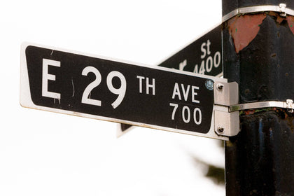 East 29th ave road sign